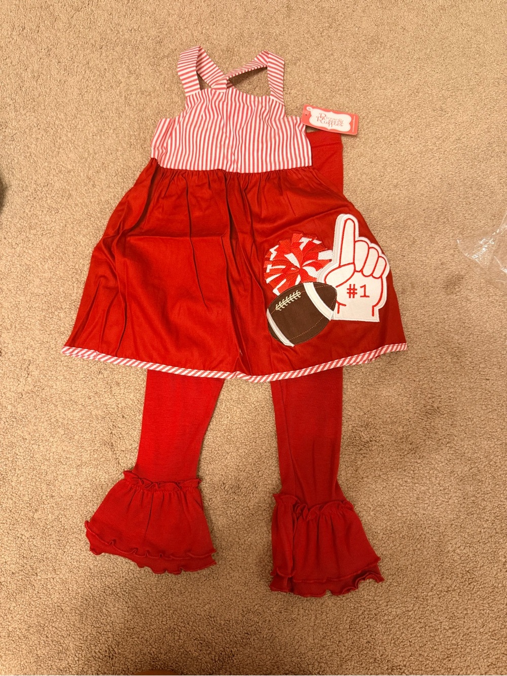 Ricrac and Ruffles red football outfit